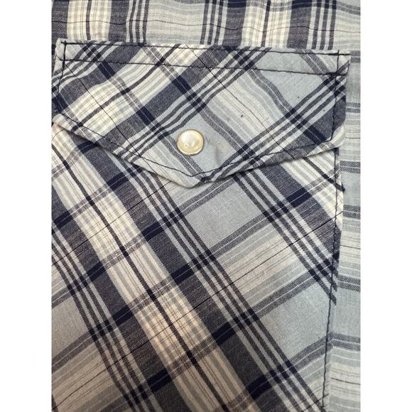 Wrangler Men’s Western Plaid Snap Button Shirt Blue Gray Short Sleeve XXL - Picture 5 of 10